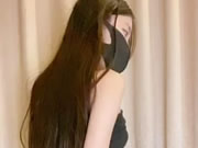 Asiatique Skinny Masques Fille Gode Masturbation